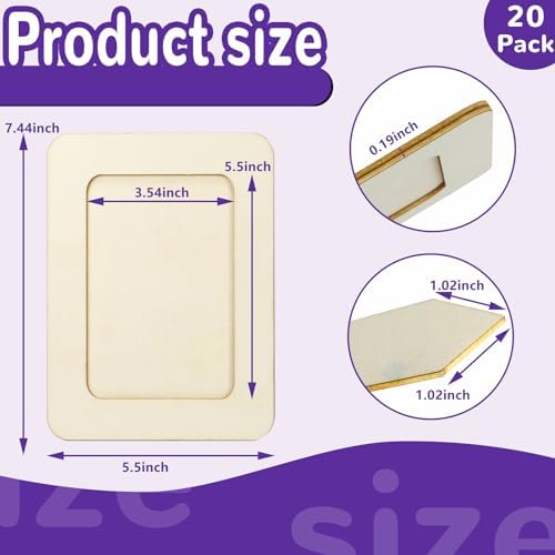 VOKOY 20 Pack Wooden Picture Frames for Crafts, DIY Wood Craft Picture Frames Bulk for 4" x 6" Photos,Unfinished Standing Photo Frames DIY Crafts Wood Decorate for Birthday Party Gifts - Image 2