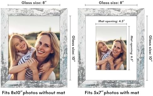 Americanflat 8x10 Picture Frame - Matted to 5x7 - Distressed White - Image 2