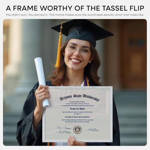 Homeforia 11x14 Black Oak Diploma Frame, High-End Wood, 8.5x11 Mat, Glass - Image 2