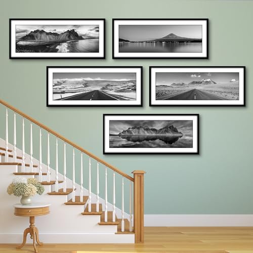 Americanflat 16x40 Poster Frame 5-Pack - Matted to 12x36 - Black - Image 5