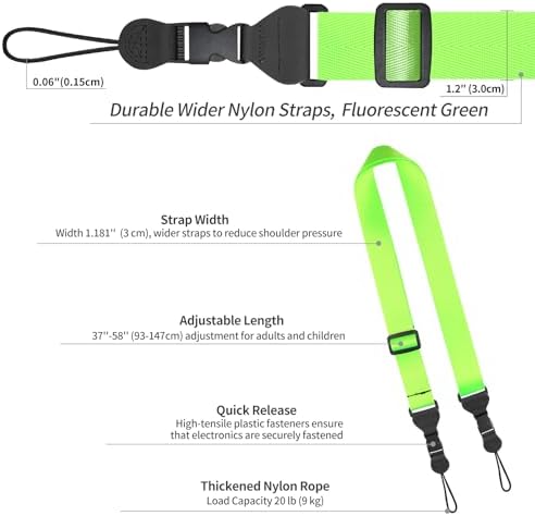 FIEIL 5 Pack Nylon iPad Strap, Adjustable Camera Neck Strap, Comfortable Shoulder Strap for iPad, Cellphone Tablet, Camera, Laptop, Binocular(Fluorescent Green Universal Neck Lanyard) - Image 6