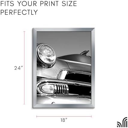 Americanflat 18x24 Poster Frame - Silver Engineered Wood with Polished Plexiglass - Wide Picture Frame for Vertical or Horizontal Wall Display - Epic Collection - Silver - Image 2