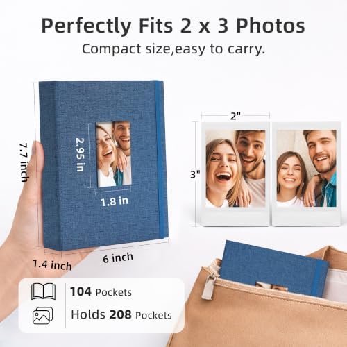 Vienrose Mini Polaroid Photo Album 208 Photos 2x3 Inch Blue 1 PACK - Image 6