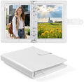 A5 PU Leather Photo Album with 60 Pockets, 5x7 Top Loading Double-Sided Sleeves, Adjustable 6 Ring Binder for Photos, Scrapbook & Keepsakes, White by WITHYU
