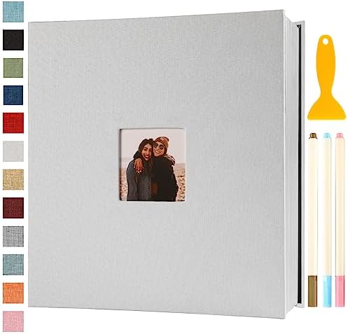 Photo Album Self Adhesive Pages Scrapbook 13.2x12.8 White 120 Pages by Semfalbuums
