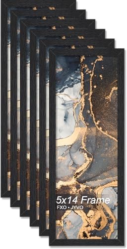 Fxojyvo 5x14 Picture Frame Set of 6 Black Engineered Wood Wall Hanging by Fxojyvo