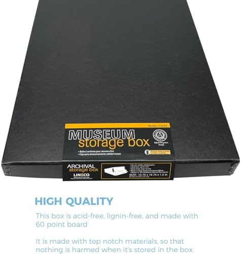 Lineco Museum Archival Storage Box, Drop Front, 13.75x19.75x1.5 in, Black - Image 4