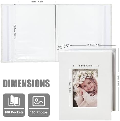 Photo Album 4x6 100 Pockets, Linen Cover Top Loader Vertical, Slip-in Picture White Pockets Albums for Wedding, Family, Anniversary, Baby, Vacation - Image 2