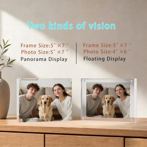 Meetu Acrylic Picture Frame 5x7 Tabletop Photo Frame Magnetic Double Sided Frame Free Standing Desktop for Display Document, Certificate, Photograph, Artwork in Office Room - Image 4