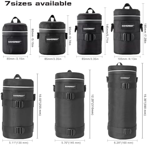Camera Lens Case Bag for Photographyers, Zipper Waterproof Lens Protective Pouch Interior Size 6.29" x 15.35"(Nylon, Black) - Image 6
