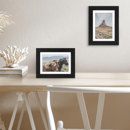 Americanflat 5x7 Picture Frame with Shatter-Resistant Glass - Set of 2 - Use as 4x6 Frame with Mat or Display 5x7 Photo Without Mat - Signature Collection - Picture Frames for Tabletop or Wall - Black - Image 5