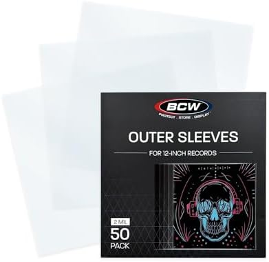 BCW 12-Inch Outer Sleeves – 50 Pack | Clear 2 Mil Polypropylene | Acid-Free Archival Quality for 33 1/3 RPM Album Covers | Ideal for Collectors by BCW