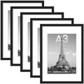 upsimples A3 Picture Frame, Gallery Wall Frames Set of 5, Black by upsimples