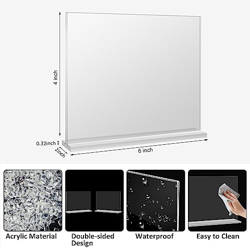 Acrylic Picture Frame 4x6 inches, 4 Pack Clear Plastic Picture Frames Holder Standing,Double Sided Picture Desktop Display for Photo Home Office - Horizontal - Image 2