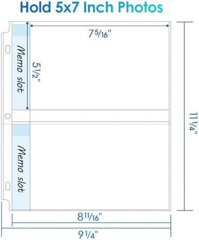 MaxGear 60 Pack 5x7 Photo Sleeves for 3 Ring Binder (240 Pictures),2 Pocket - Image 3