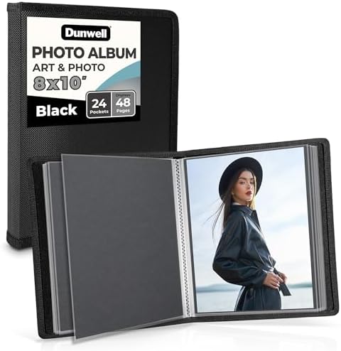 Dunwell 8x10 Photo Album & Art Portfolio Book, 24 Sleeves, Black by Dunwell
