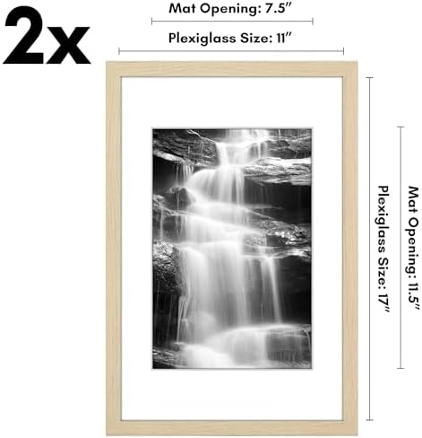 Americanflat 11x17 Picture Frame 2-Pack - Matted to 8x12 - Natural Oak - Image 2