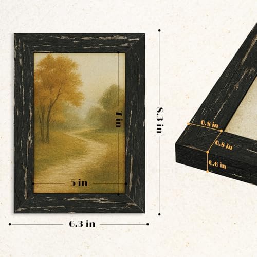 puthiac 5x7 Rustic Farmhouse Picture Frame, Swamp Black, 1 Pack - Image 5