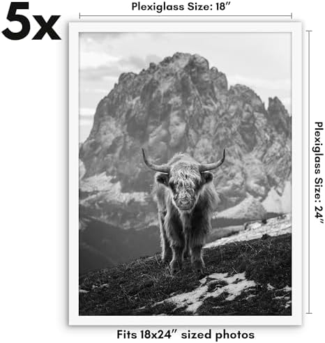 Americanflat 18x24 Poster Frame 5-Pack - Slim Molding - White - Image 2