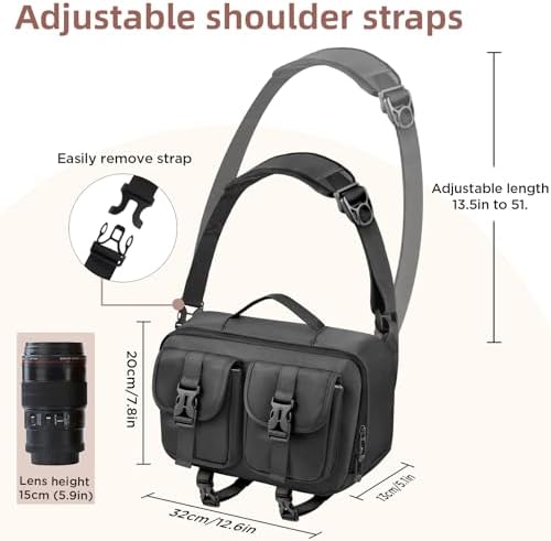 TAAOKA Camera Sling Bag,DSLR Camera Bag with Tripod Holder,Waterproof Camera Shoulder Crossbody Bag for Photographers (Black) - Image 4