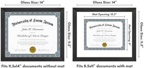 Americanflat 11.5x14 Picture Frame - Matted to 8.5x11 - Black - Image 2
