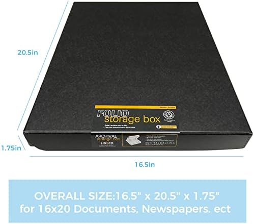 Lineco Clamshell Archival Storage Box, 16.5x20.5x1.75 In, Black, Pack of 2 - Image 2