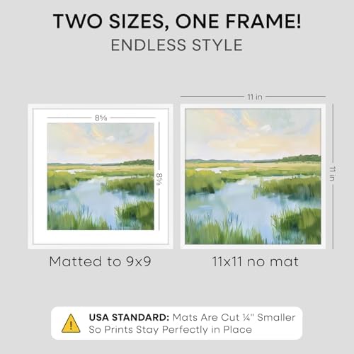 Homeforia 11x11 White Picture Frame, High-End Metal, 9x9 Mat, Glass - Image 2