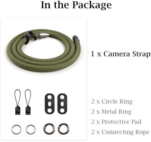 VOVMOEYA Nylon Braided Camera Rope Strap, Camera Neck Shoulder Strap with O-Ring for DSLR & Mirrorless Camera - Green - Image 7
