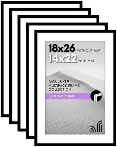 Americanflat 18x26 Poster Frame 5-Pack - Matted to 14x22 - Black by Americanflat