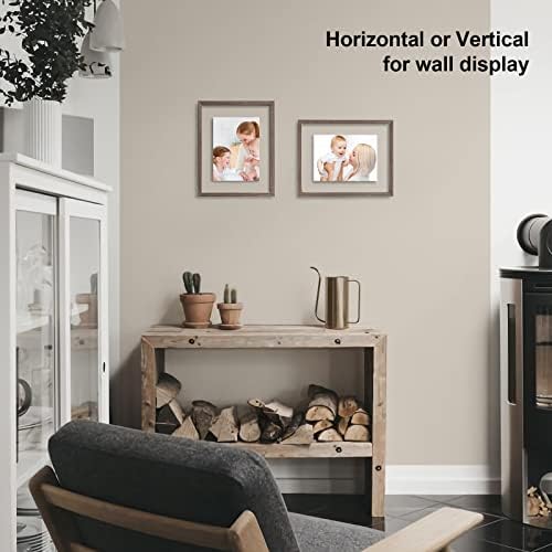Egofine 8x10 Floating Frames Set of 2, Double Plexiglass Picture Frame, Made of Solid Wood Display Any Size Photo up to 8x10, Wall Mount or Tabletop Standing, Brown - Image 6
