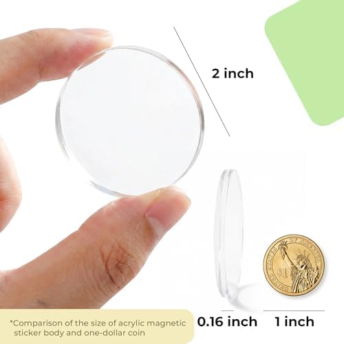 15 Pack Round Clear DIY Fridge Magnets for Whiteboard & Fridge - Self Adhesive Blank Acrylic Craft Kit with Paper Inserts. Mess-Free Art Supplies & Personalized Refrigerator Magnets - Image 5