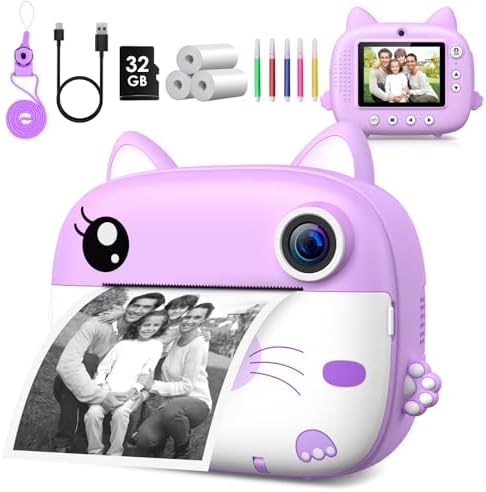 Kids Camera Instant Print, Christmas Birthday Gifts for Girl Boys Kids 3-12 by GREENKINDERKidsCamera