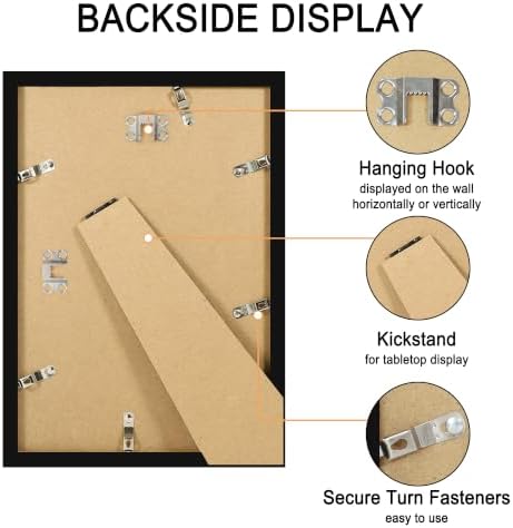 8x12 Picture Frame Set of 4 with Real Glass, Wall & Tabletop Display - Image 6