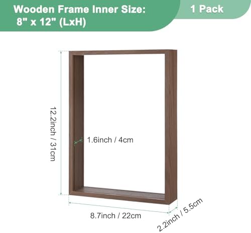 M METERXITY 1-Pack Dried Flower Frame, 8 x 12 Inch Double Acrylic Wooden Dried Flower Photo Floating Frame for Tabletop/DIY/Handicrafts [Coffee] - Image 3