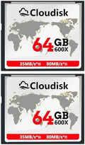 Pack of 2 Compact Flash Card 64GB 600X CF 2.0 Card Performance for DSLR Camera, Vintage Digital Camera and Industry Equipment (64 GB) by Cloudisk