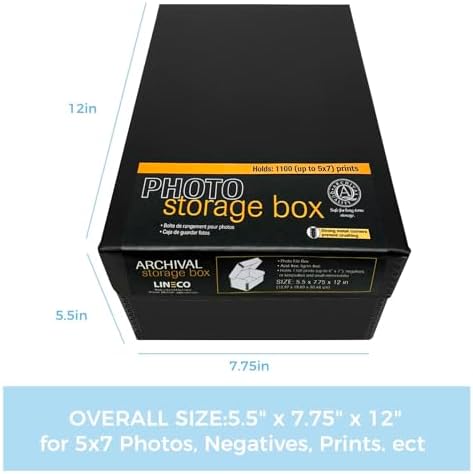 Lineco, Black Archival Hinged Lid Photo Box 5.5"x7.75"x12", 2 Pack - Image 2
