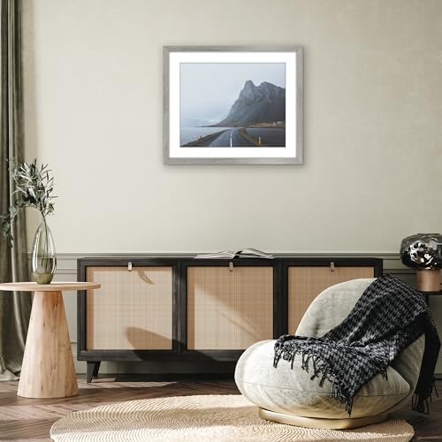 Americanflat 20x24 Poster Frame - Matted to 16x20 - Grey Wood - Image 6