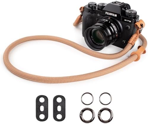 VOVMOEYA Nylon Braided Camera Rope Strap, Camera Neck Shoulder Strap with O-Ring for DSLR & Mirrorless Camera - Khaki by VOVMOEYA
