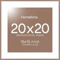 Homeforia 20x20 Mocha Picture Frame, High-End Metal, 16x16 Mat, Glass by Homeforia