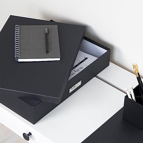 Bigso Sverker Fiberboard Legal and Art Storage Box - Scrapbook Storage Box for Loose Papers and More - Durable Document Boxes with Lid and Metal Label Holder - 17.1 in x 12.2 in x 3.3 in - Dark Grey - Image 7
