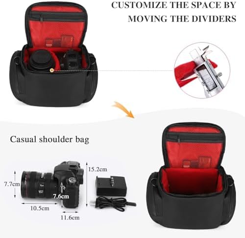 G-raphy Camera Bag Case Small Camera Sling Bags Camera Photography Accessories for DSLR SLR Mirrorless with Removal Straps Black - Image 2