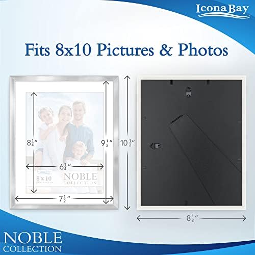 Icona Bay 8x10 Picture Frames (Silver, 6 Pack), Modern Professional Frame Set, Noble Collection - Image 2