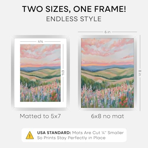 Homeforia 6x8 Silver Picture Frame, High-End Metal, 5x7 Mat, Glass - Image 2