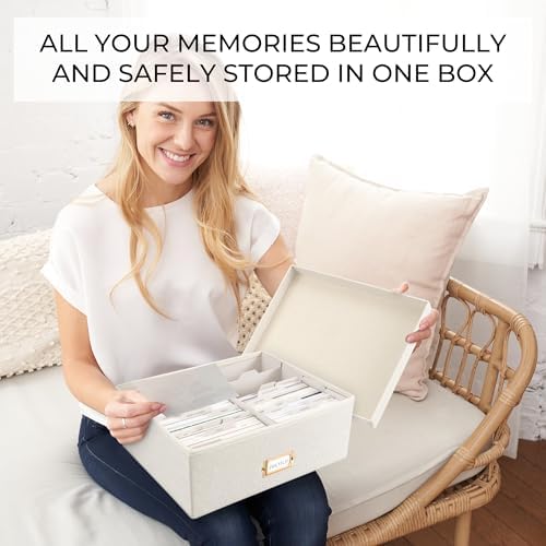 Decorative Photo Storage Box - Sturdy Linen Organizer Holds 1700 Photos - Image 3