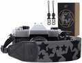 Padwa Lifestyle Pentagram Camera Strap - 2" Wide Genuine Leather Ends Camera Straps for Photographers, Vintage Five-Pointed Stars Print Nylon Weave Strap with Camera Quick Release fits All Cameras by PadwaLifestyleCameraStrap