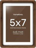 Homeforia 5x7 Mortise&Tenon Walnut Picture Frame, 4x6 Mat, Glass by Homeforia