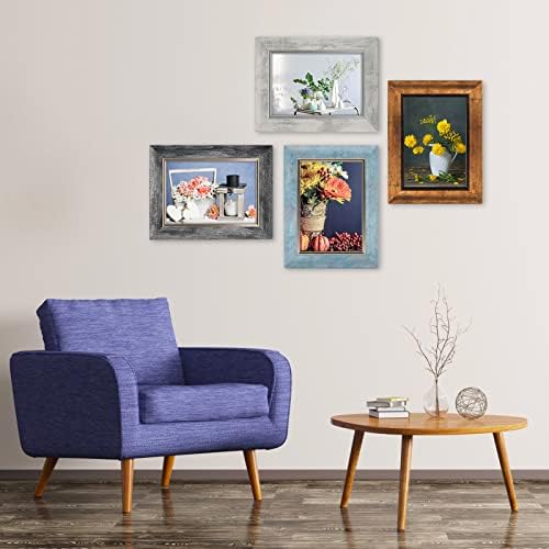 XUANLUO 4x6 Picture Frames Set of 4,Rustic Retro Photo Frame(Mix Color) - Image 6