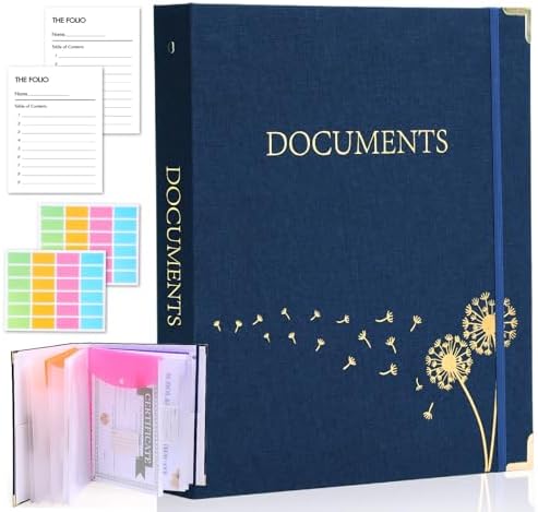 XKDOUS Important Document Organizer 3 Ring Linen Binders Folio File Folders by XKDOUS