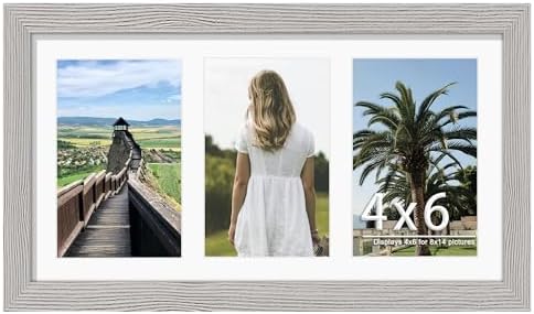 DUENPY 8x14 Collage Frame For 3 4x6 Photos Grey by DUENPY
