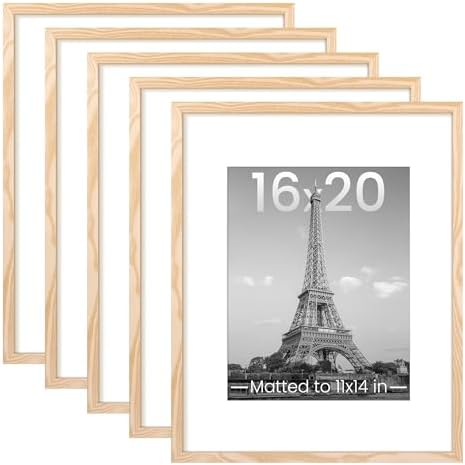 upsimples 16x20 Picture Frame, Gallery Wall Frames Set of 5, Natural by upsimples